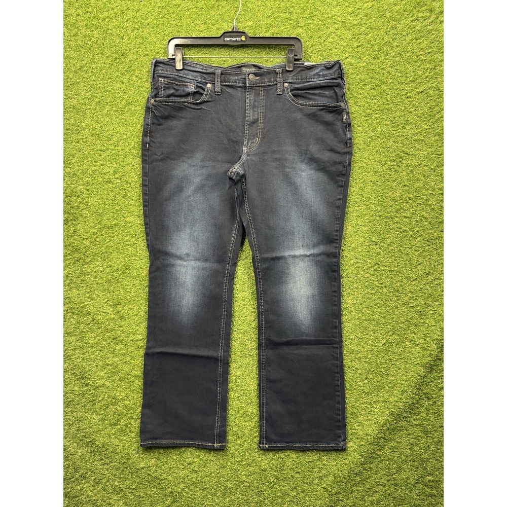 Silver Jeans Mens 38x32 Zac Flap Relaxed Straight Leg Dark Wash Buckle Casual